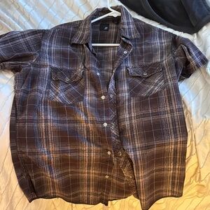 Men's Brown Plaid Short Sleeve Shirt